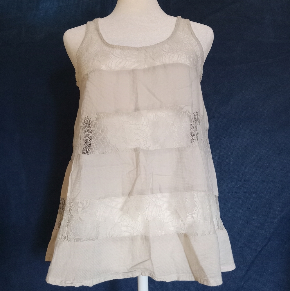 Lace&Cloth/Over Shirt Tank/ White